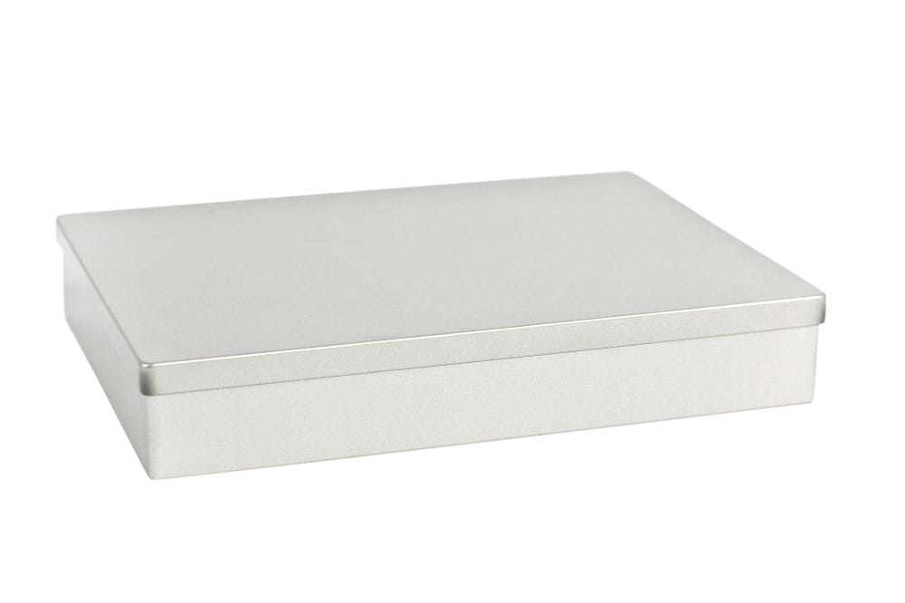 Eckige Blechdose mit Stülpdeckel - A5 Format